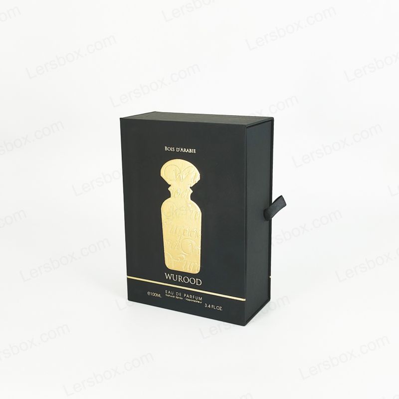 Złotna folia stemplowana pudełko perfum z tacą Eva i elegancką podstawę pokrywki HP005